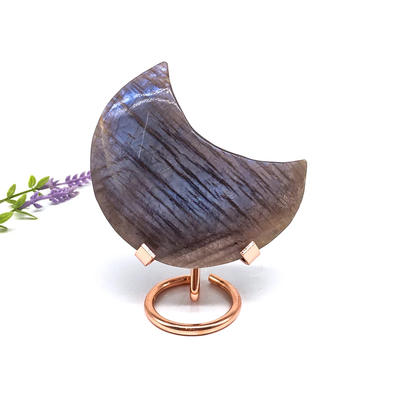 Wholesale Natural crystal Crafts Moon stone moons heading blue flash moons for home decoration and gifts