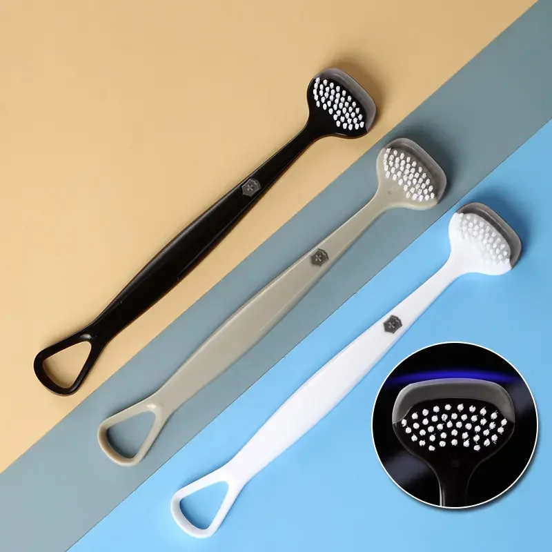 Multifunctional Cheap Tongue Coating Cleaning Brush Food Grade Silicone Tongue cleaner Scraper For Travel Home Use