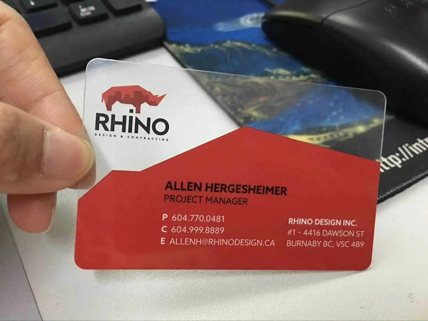 MDT Ja10 plastic transparent business card