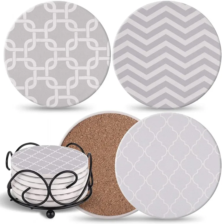 
UV printed 4 pcs coaster sets sandstone tile sublimation coaster 