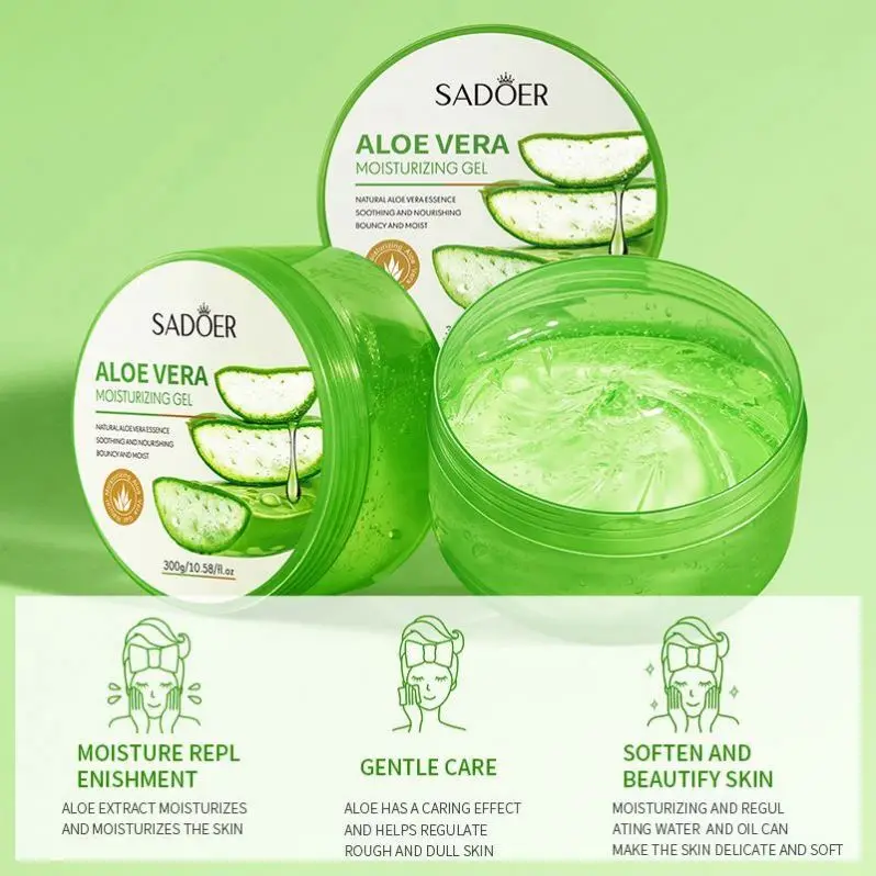 Sadoer Wholesale Natural Miosturizing For Lightening Repair Skin Soothing Tender Supple Aloe Vera Gel 300G