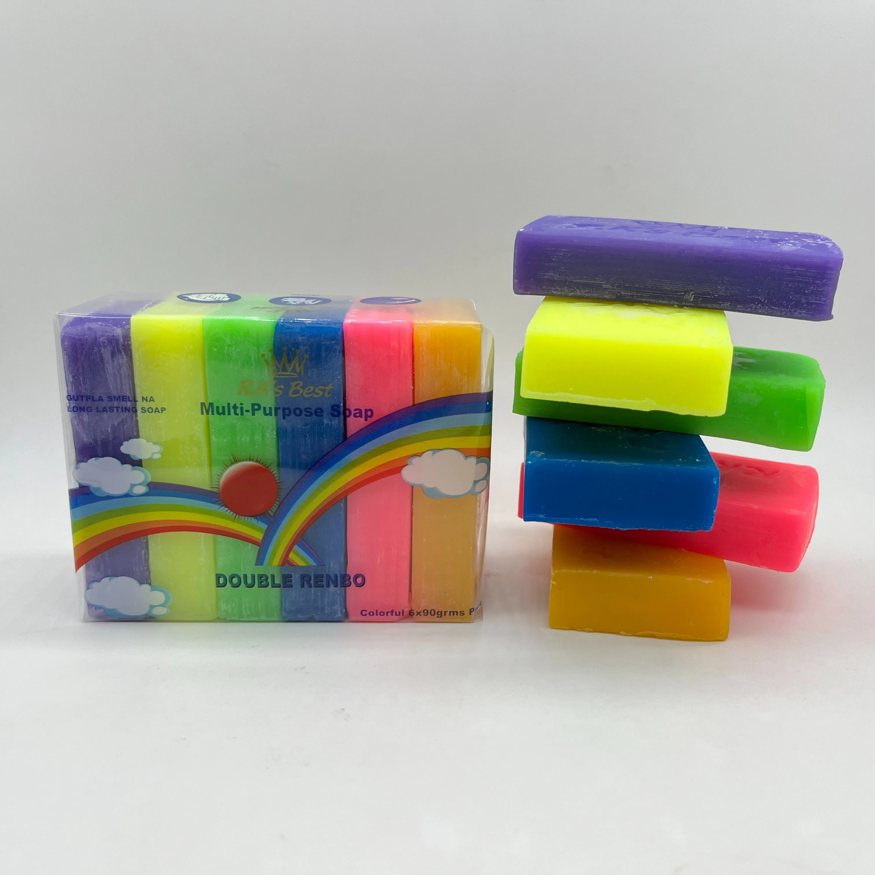 Wholesale Renbo Multipurpose Soap 6x90g for Clothes Stain Removal Lathering Laundry Soap Papuan Laundry Soap Rainbow 6 Pack