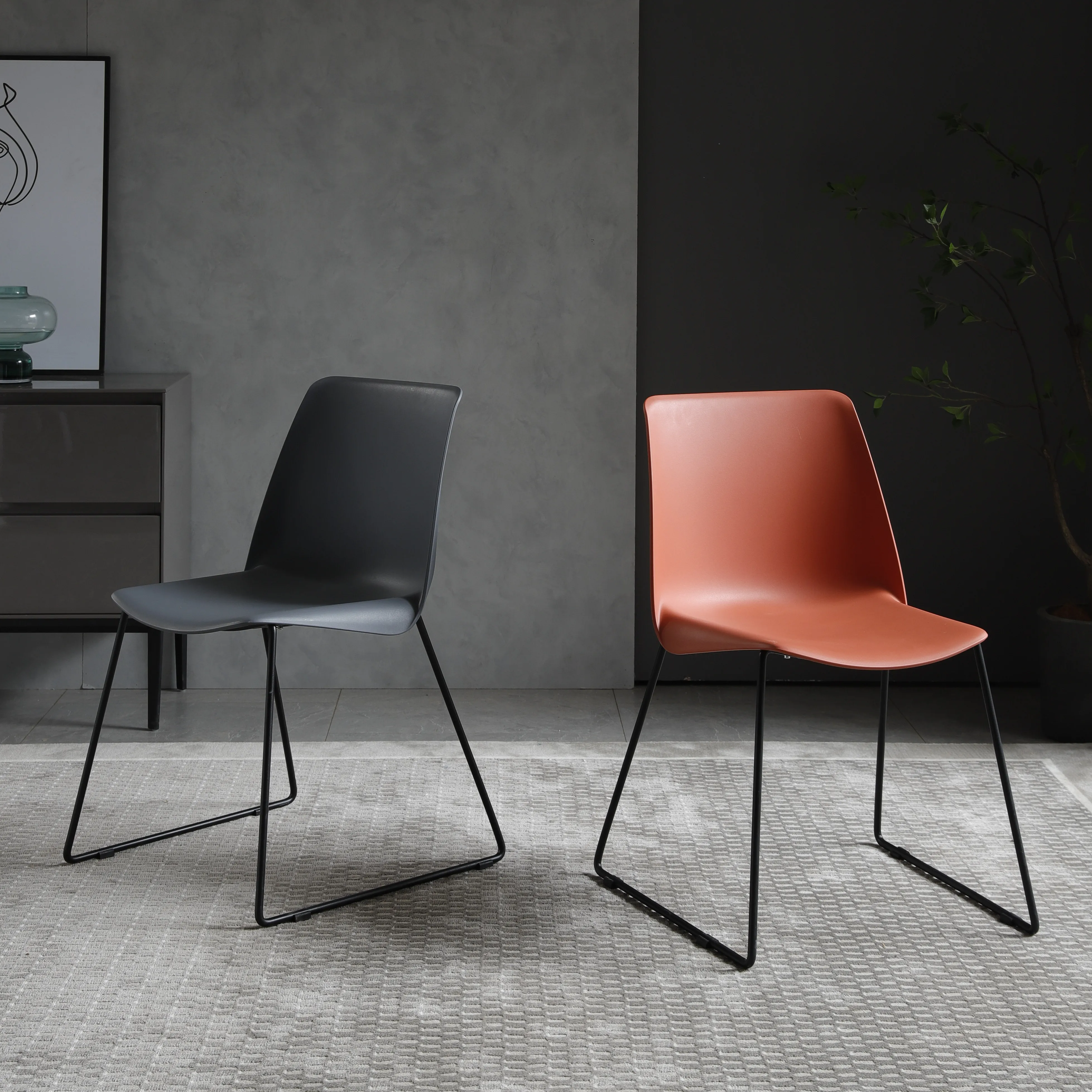 Factory New Design Modern Home Furniture metal legs Plastic Dining Chair