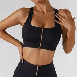 Wholesale Zipper Sports Bra High Impacty Shockproof Underwear Running Fitness Vest Gym Workout Yoga Bra Sportswear Sport Top