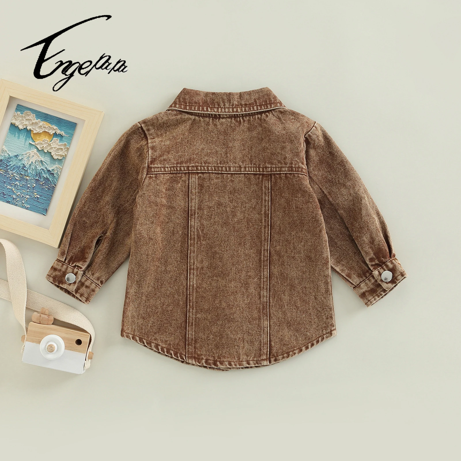 2023 enge newborn clothes wholesale Baby fashion denim unisex jacket Children 2-7 years old handsome cardigan