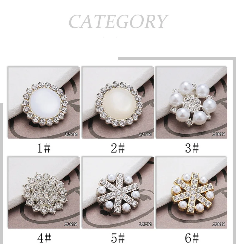 Metal Rhinestone Pearl Buttons Embellishments Pearl Brooch Pearl Pendants for Craft Wedding Bouquet Jewelry Making Clothes
