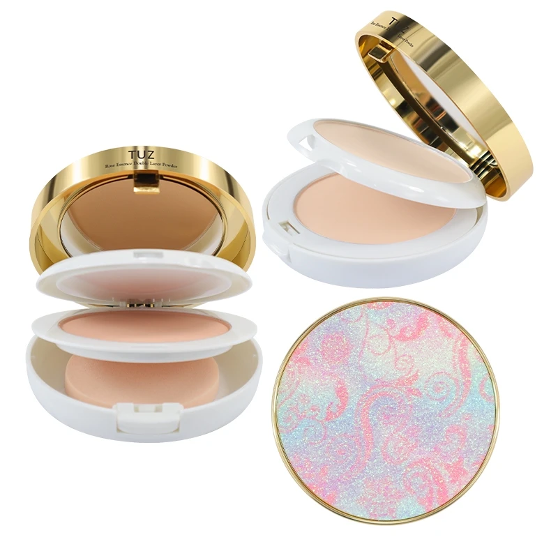 Factory wholesale Private brand 2024 hot sale Rose essence double layer powder Makeup base