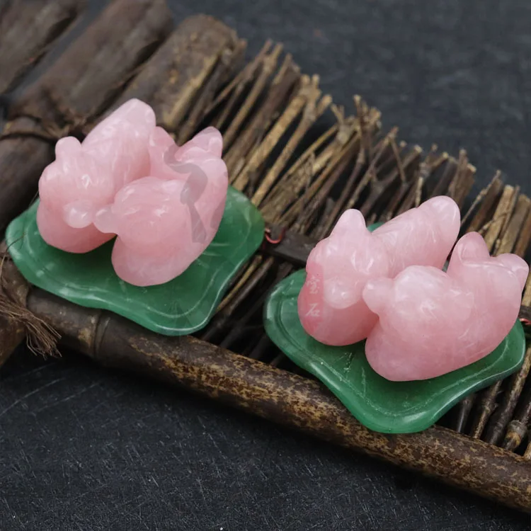 wholesale natural stone crystals healing stones Rose Quartz Crystal mandarin duck Folk Crafts