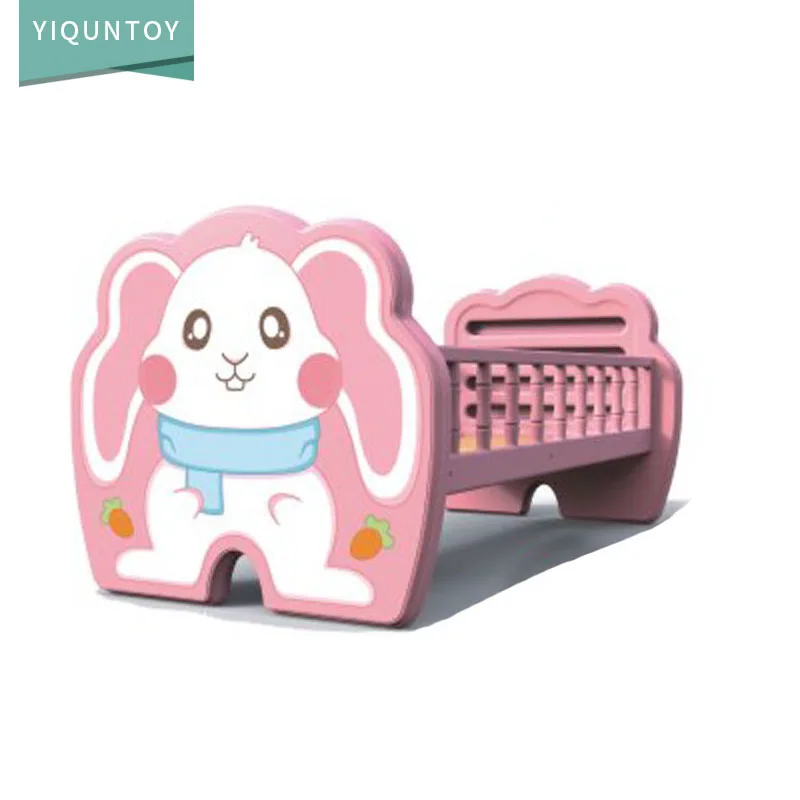 
kindergarten funny plastic kids cartoon bed with wooden sleeping board 