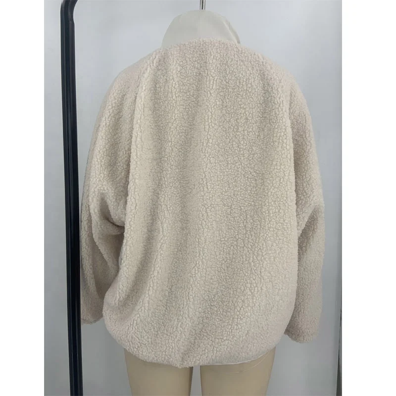 Wholesale Front Zipper Pocket Monogrammed Hiking Mountain Sherpa Jacket Vintage Girls 90s Deep Pile Fleece Jacket