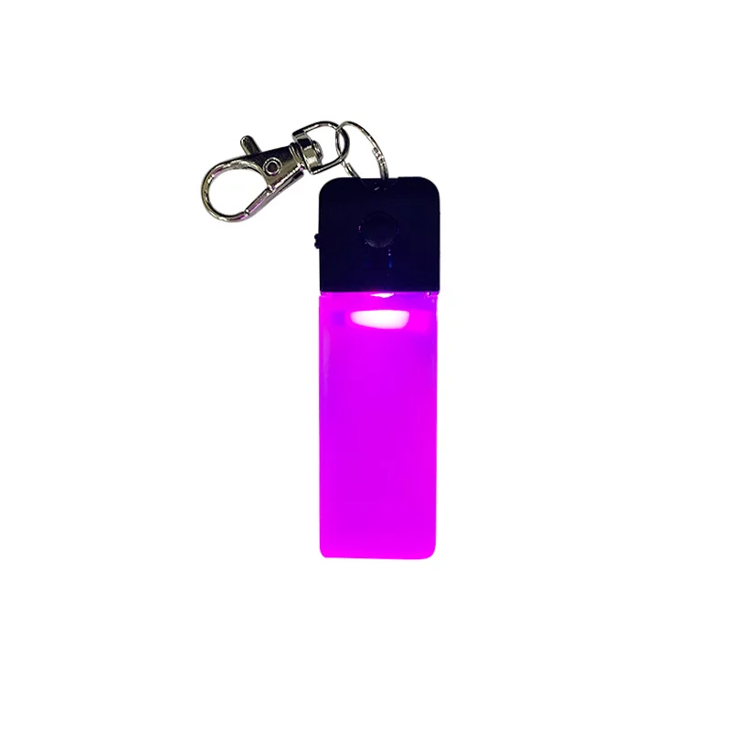 Wholesale 3D Laser Engraving Square LED Light Holder Mini Colorful LED Keyring Metal ABS Acrylic