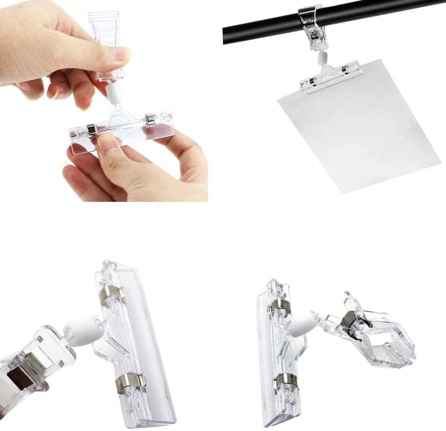 Free Samples Clear Sign Clips Plastic Merchandise Rotatable Pop Clip Sign Holder Stand for Supermarket Display