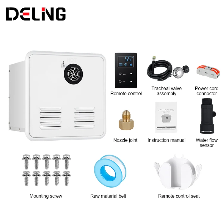 RV Tankless Built-in Pressure Relief Valve with White Door and Remote Controller Instant Hot Water Heaters