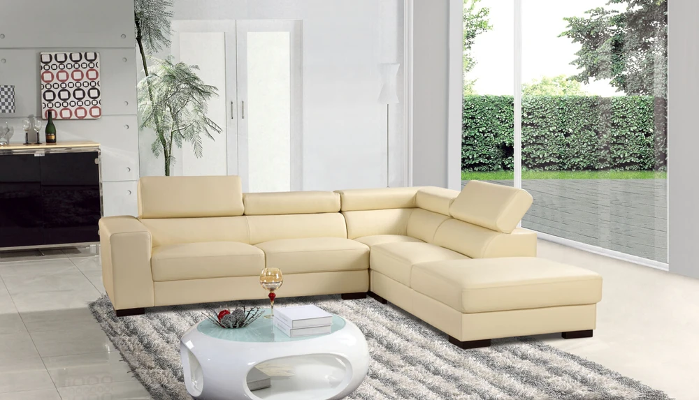White modern furniture with sofa L shape