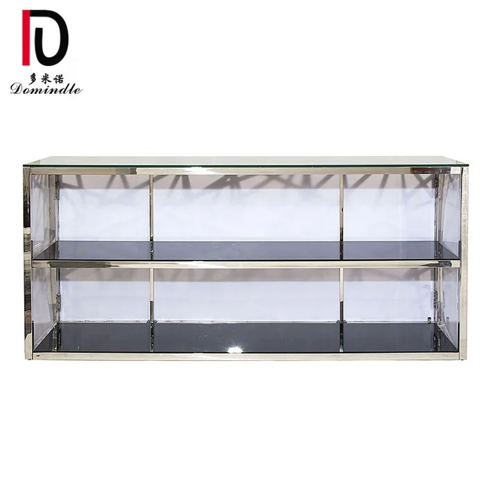 party mirror glass top square stainless steel bar table