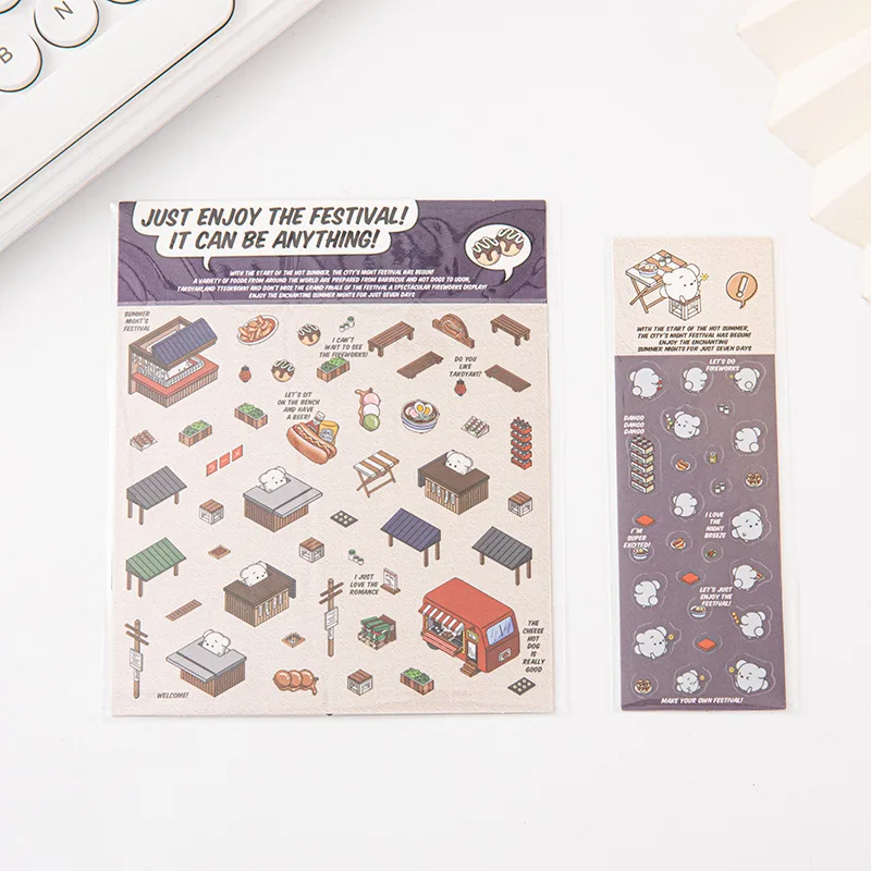 JHM Make Your Own Store Miniature Scene Sticker 92pcs Kawaii Transparent Cartoon Decorative Scrapbooking Supplies Sticker