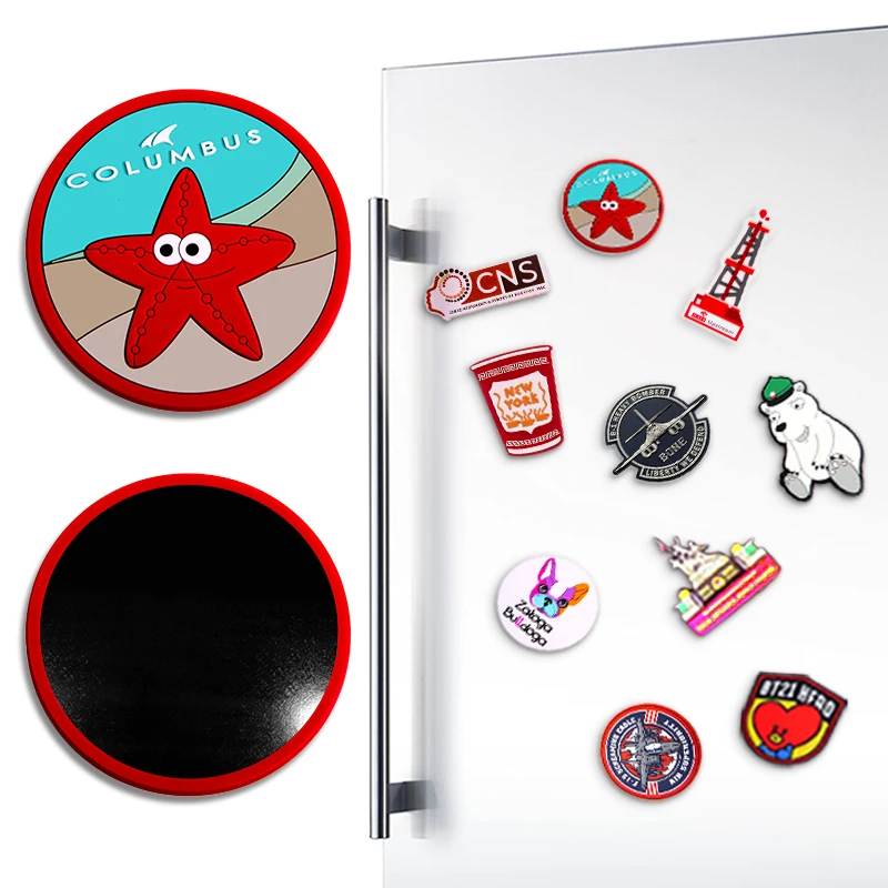 Wholesale Pattern Cute Puppy Bulldog Insignia Rubber Badge Kids Gift Muilty Color Round Refrigerator Magnet