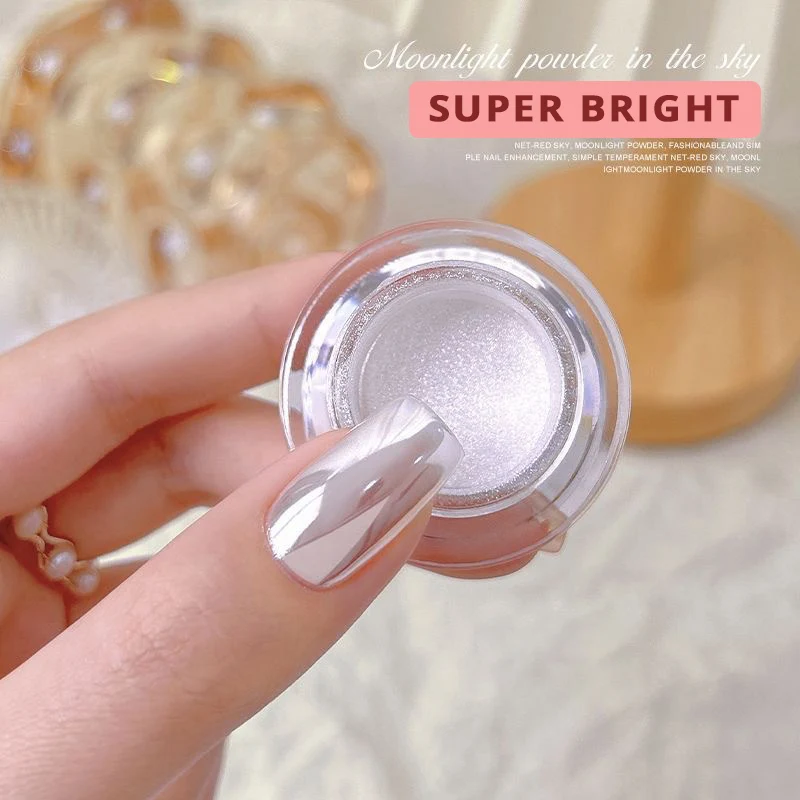 2024 Moonlight Mirror Nails Powder Metallic Silver Effect Chrome Powder Manicure Decoration Magic Mirror Manicure Powder