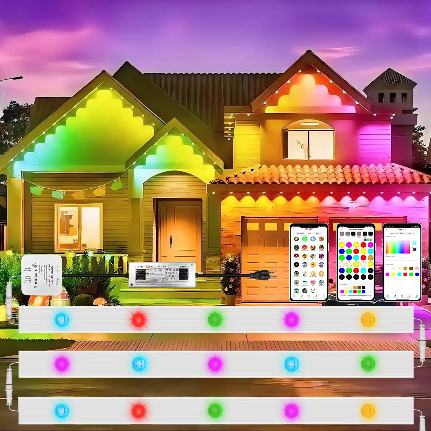 gouly ODM OEM customised permanent outdoor lights extension 100ft 36v 24v rgbic holidays led light for christmas light