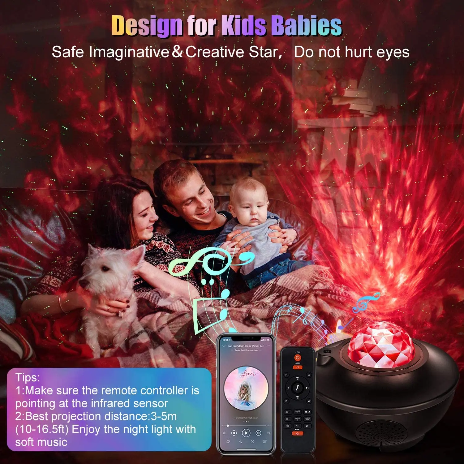 Amazon hotsale USB charge blutooth remotable sky projector light