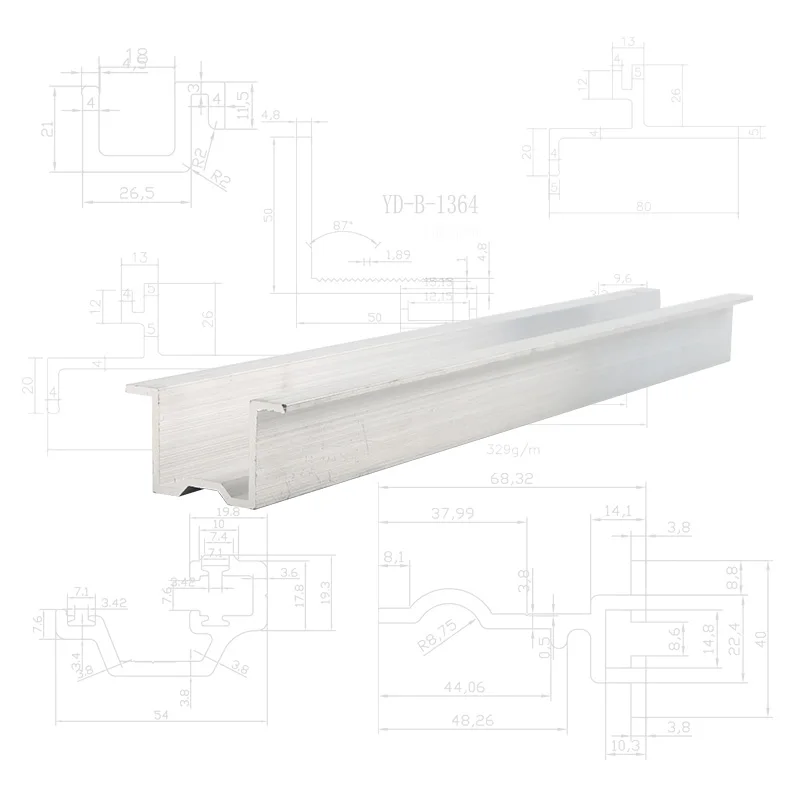 Aluminum alloy Heat dissipation channel Slot bar connector Used for lighting fixtures Aluminum profile pendant