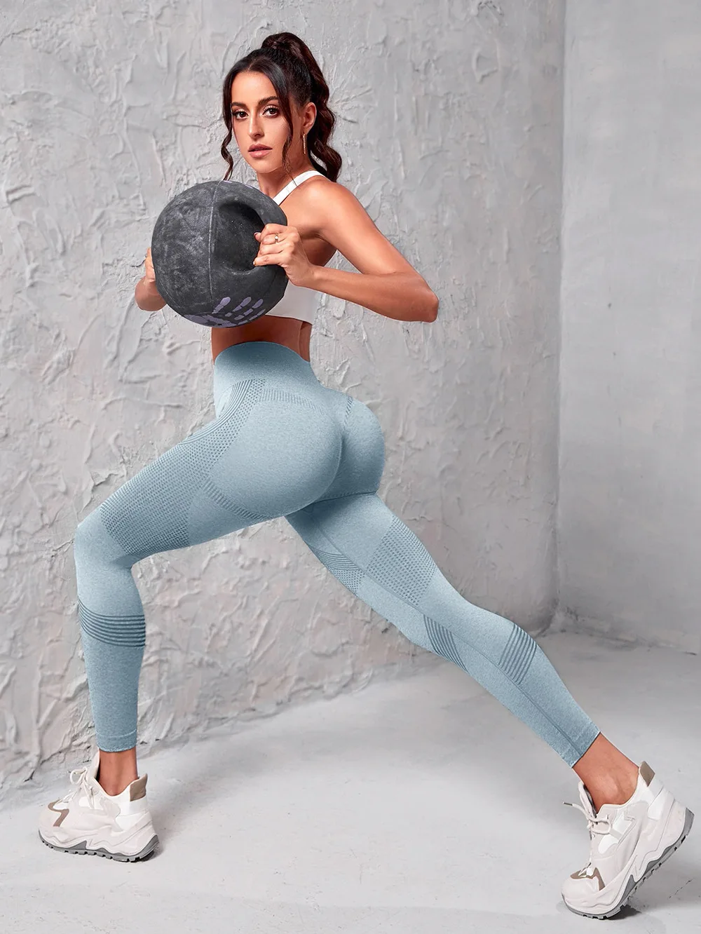 Gym Wear Tights Yoga Pants Push up Solid Color High Waist Quality Nylon Spandex Polyamide Elastic Seamless Jacquard Leggings