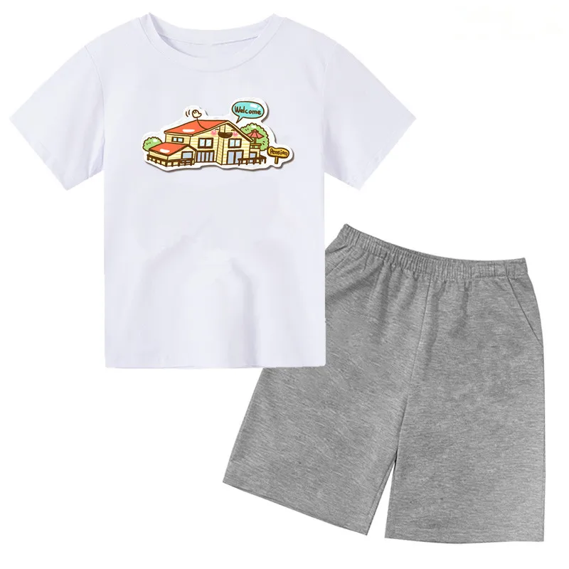 Little girls  boy baby t-shirt  children short sleeve t-shirts suits  kids  clothing sets 12m-6years