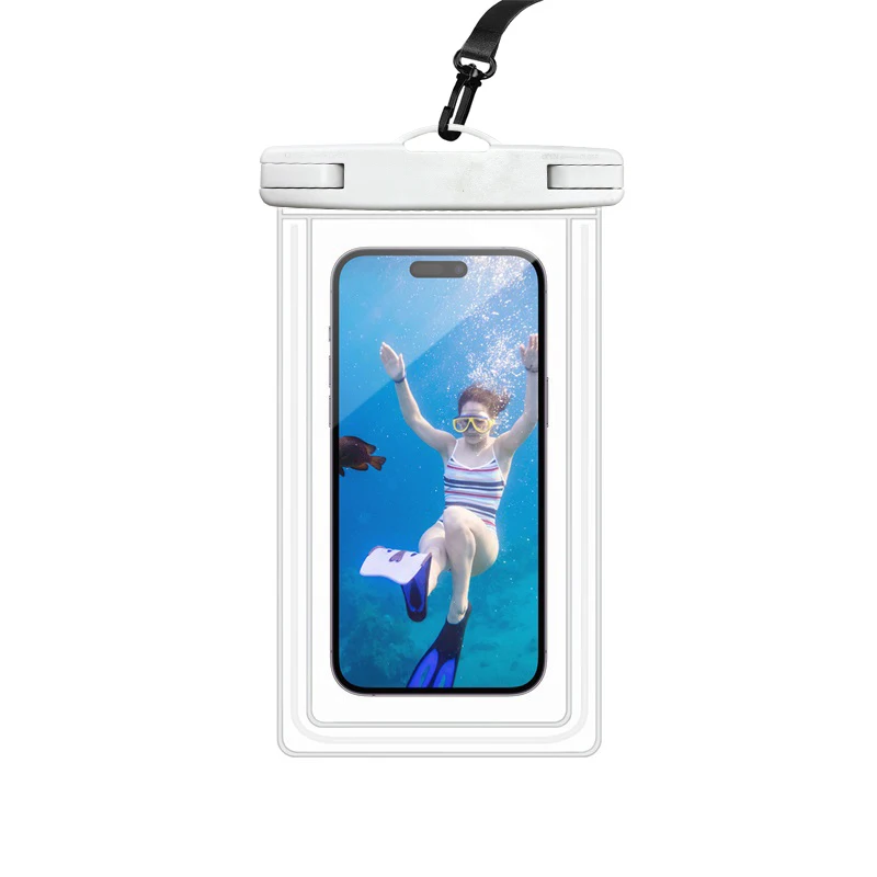 Free Sample Customized Logo PVC 7.5inch Size Underwater IPX8 Water proof Pouch Case Waterproof Phone Bag  for Mobile Phone