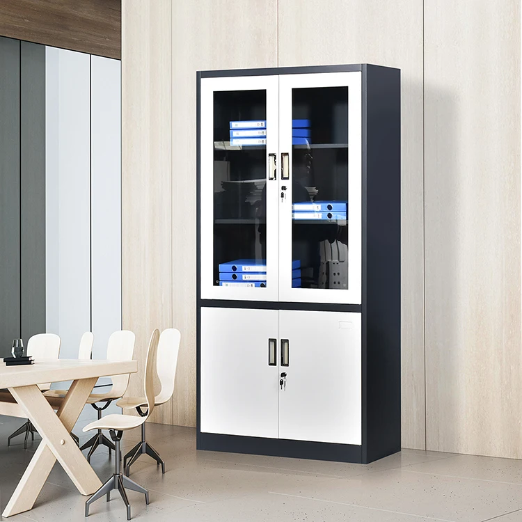 Customized Modern Durable and Spacious Big Metal Cabinets for Office Storage with glass door