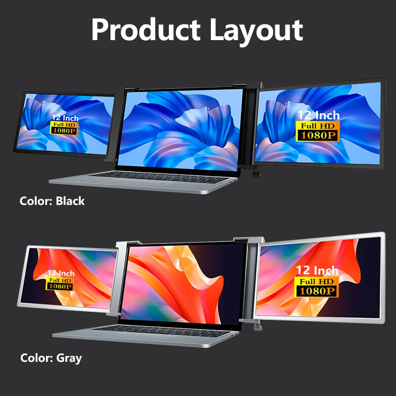 12 inch dual screen computer extender consumer electronics 1080p lcd ips screen goods for business