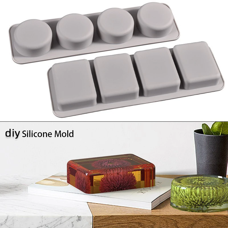 Premium  Silicone Soap Moulds-Versatile Durable Designs for DIY Soap Making 4 Cavities Rectangle Soap container for Making Home