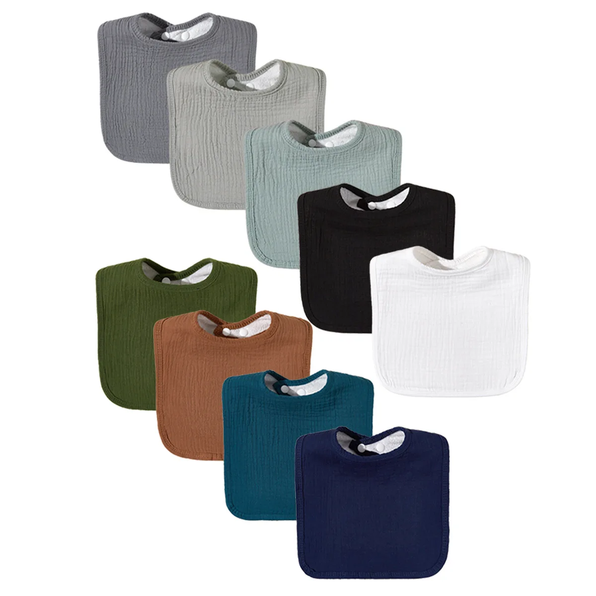 Muslin Baby Bibs 8 Pack Bandana Drool Bibs Cotton for Unisex Boys Girls Solid Colors Set for Teething and Drooling