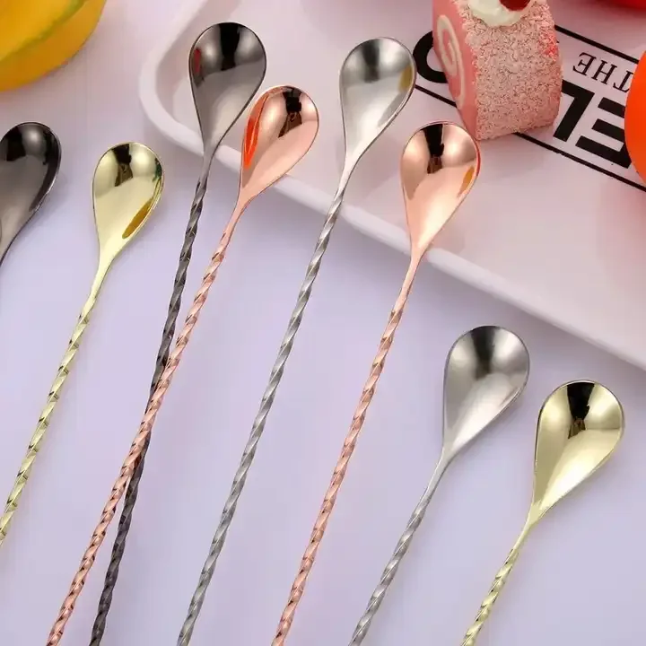 30cm Cocktail Bar spoon Mixing Spoon Stainless Steel Bartender Stirrers Spiral Pattern Bar Tool Stirring Spoon With Long Handle