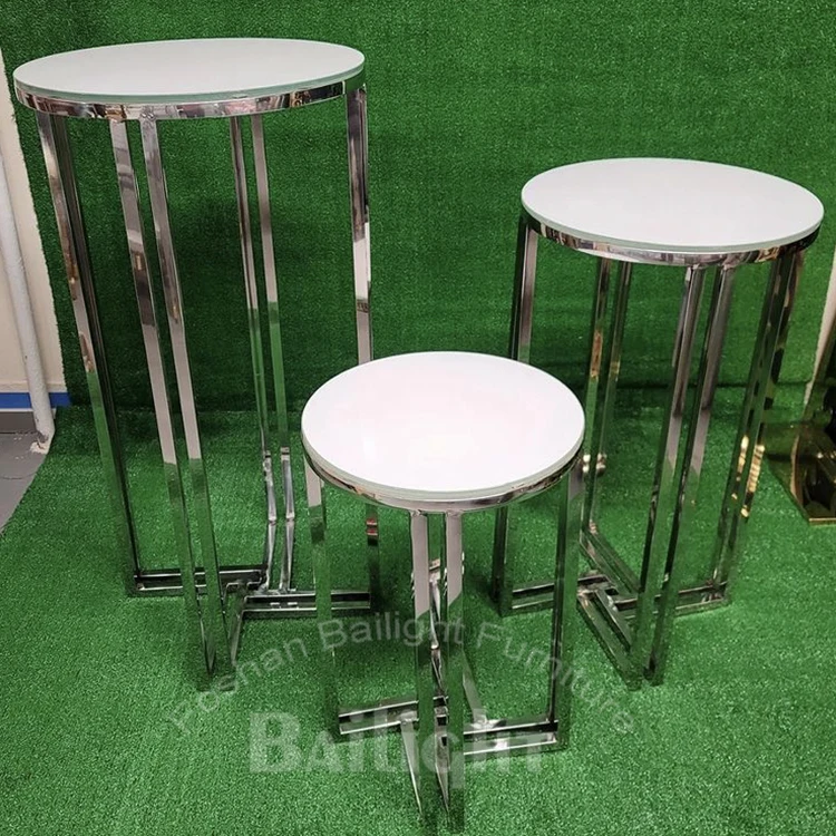 Bailight Wedding plinth stand stainless steel base square wedding cake table