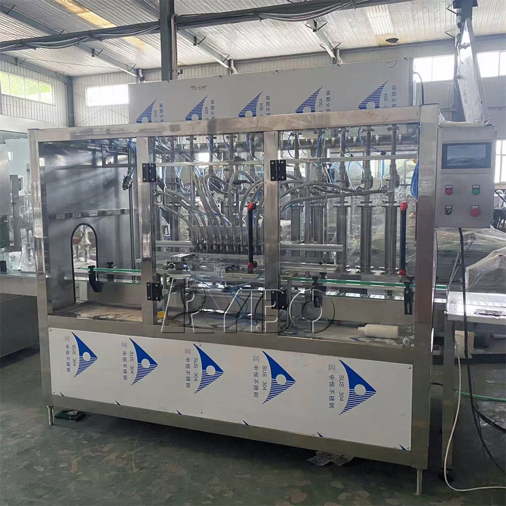 Automatic glass jar detergent liquid soap 5L bottle oil filling capping and labeling machine bottling packing production line