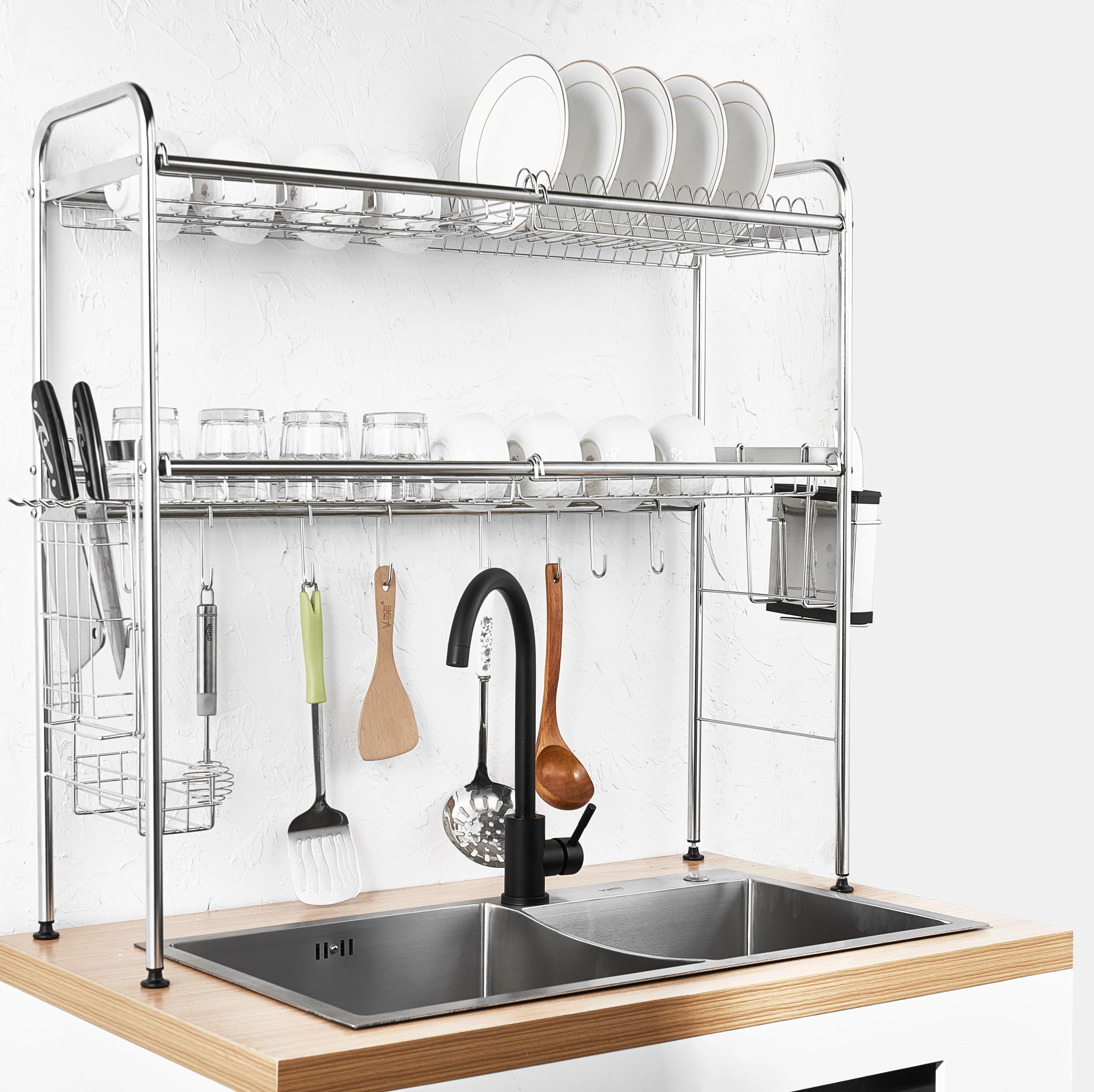 Над раковиной сушилка для посуды из нержавеющей стали кухонная Подставка для хранения над раковиной сушилка для посуды