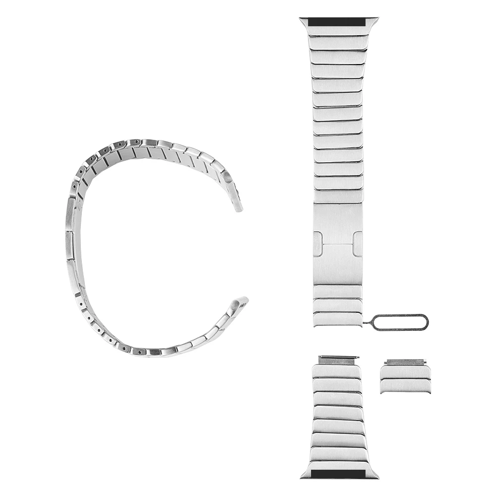 Металлический ремешок из нержавеющей стали совместимый с Apple Watch звеньевой браслет ремешки совместимые серии 5/4