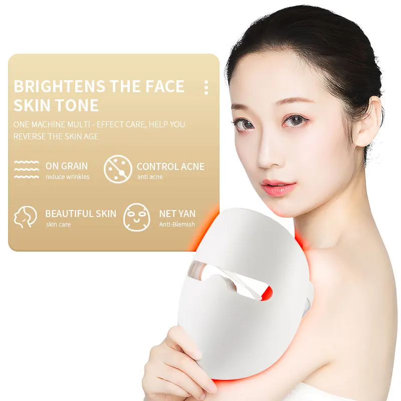 lights beauty facial mask multi-color 3-D silicone collagen production facial skin rejuvenation led mask