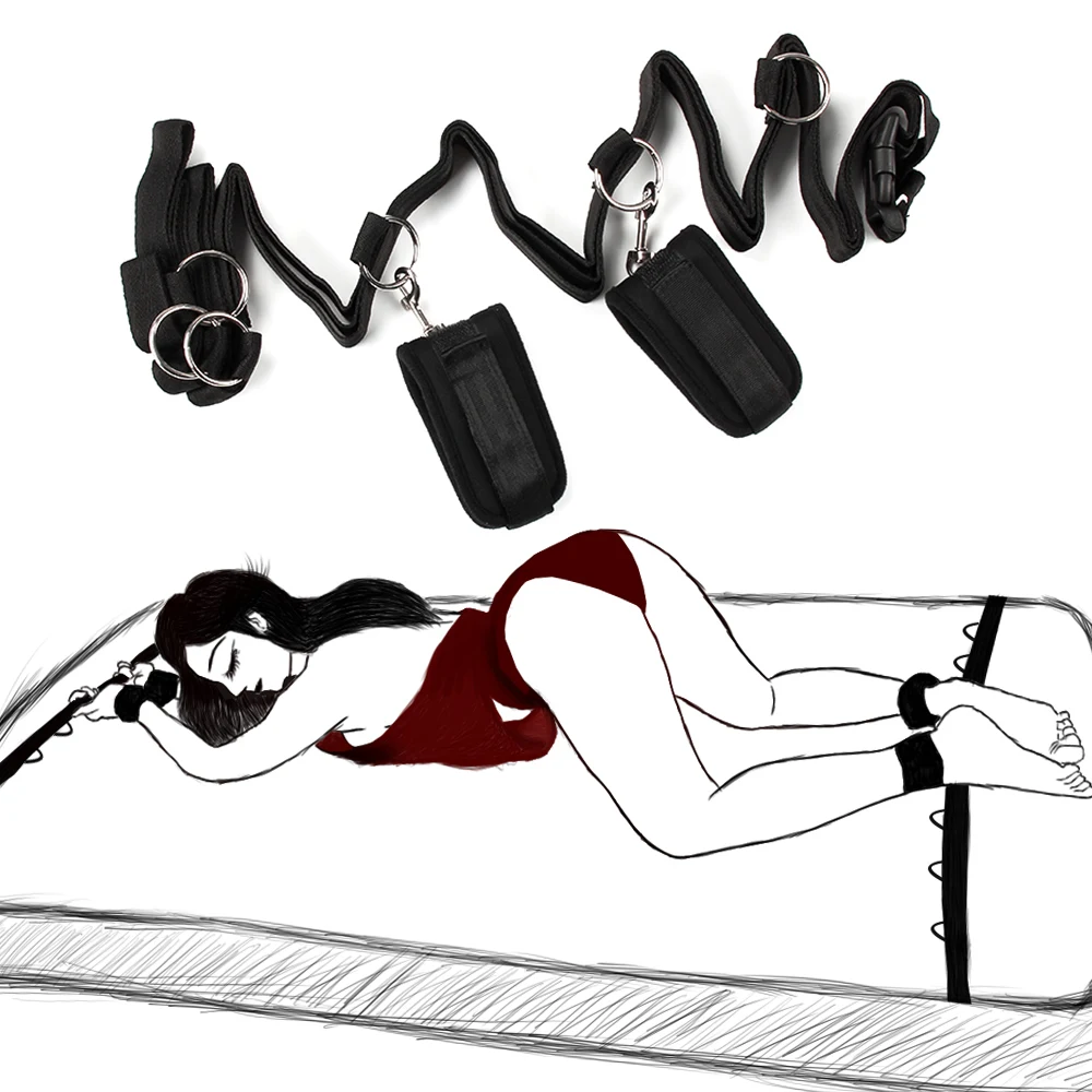 Adult Games Under Bed Restraint Set Handcuffs Ankle Cuffs BDSM Bondage Straps Sex Erotic Toys For Couples