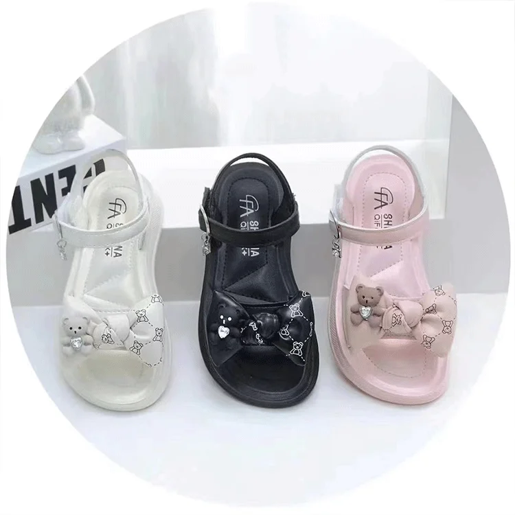 Summer Comfort and Wear Resistance Shoes for Girls 12 Years Pvc Sandals Pu Casual Ankle Strap Unisex Kids Sandals Net Yarn