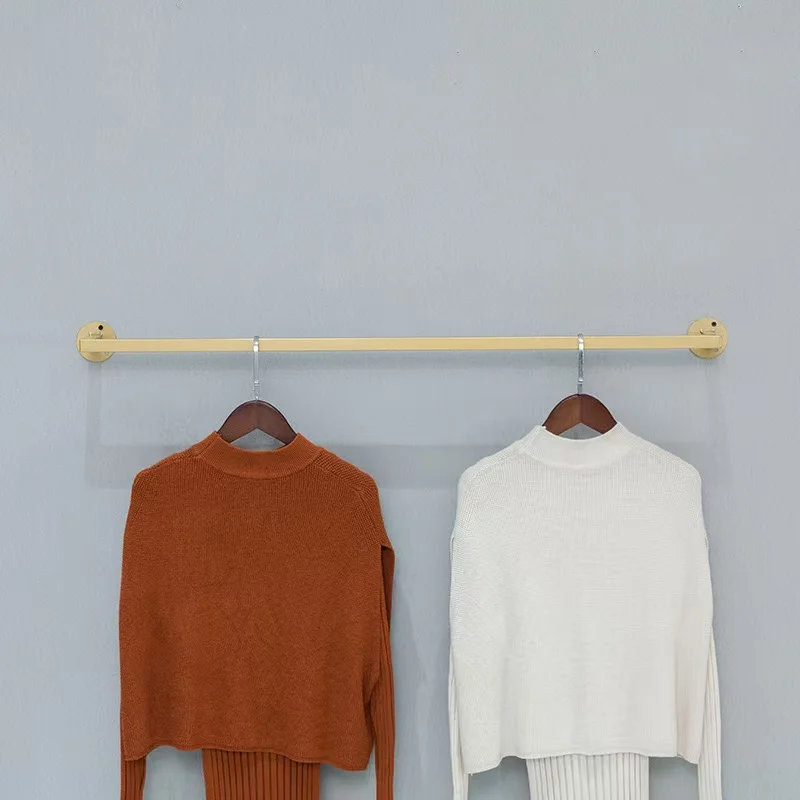Wall-mounted Iron frame Modern Garment Shop Dress Display Rack Hanging Clothes Shelf Clothes Hanger Clothes Rack Garment Rack