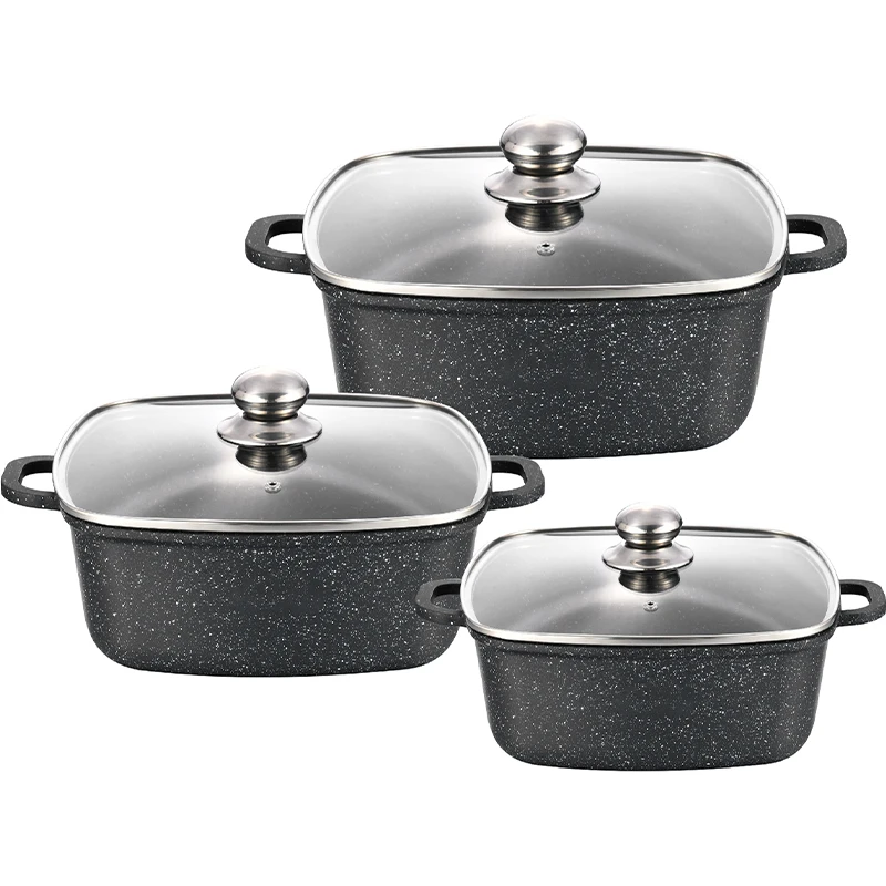 Hot Sale Aluminium Cast Coating Cooking Granite Kitchen Marble Pots and Pans Nonstick Cookware Sets