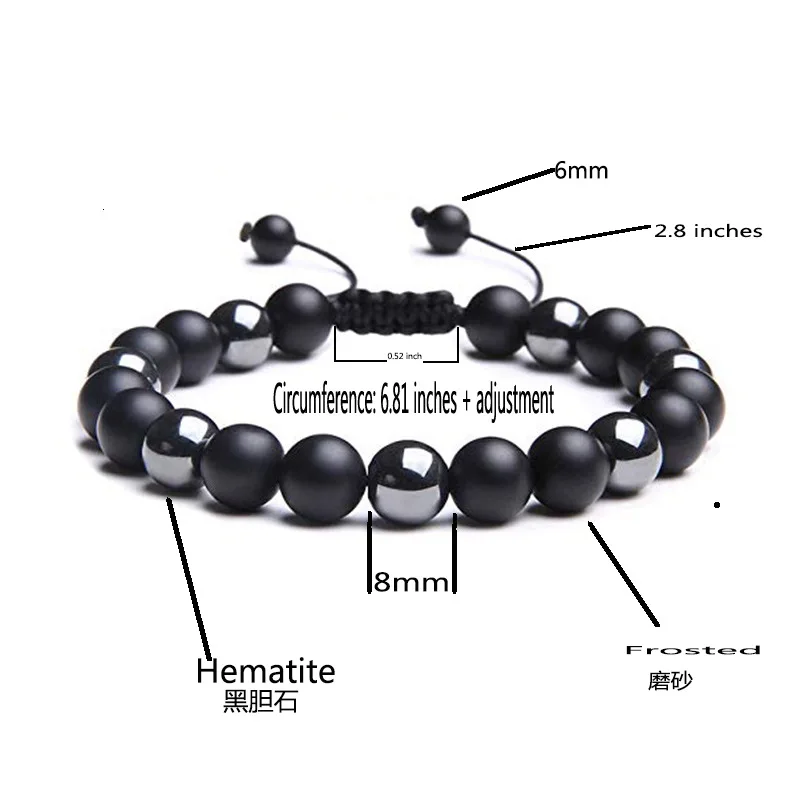 Mens Black Lava Rock Natural Stone Hematite Bracelet Tiger Eye Gemstone Bracelet Yoga Essential Oil Handwoven Braided Bracelet