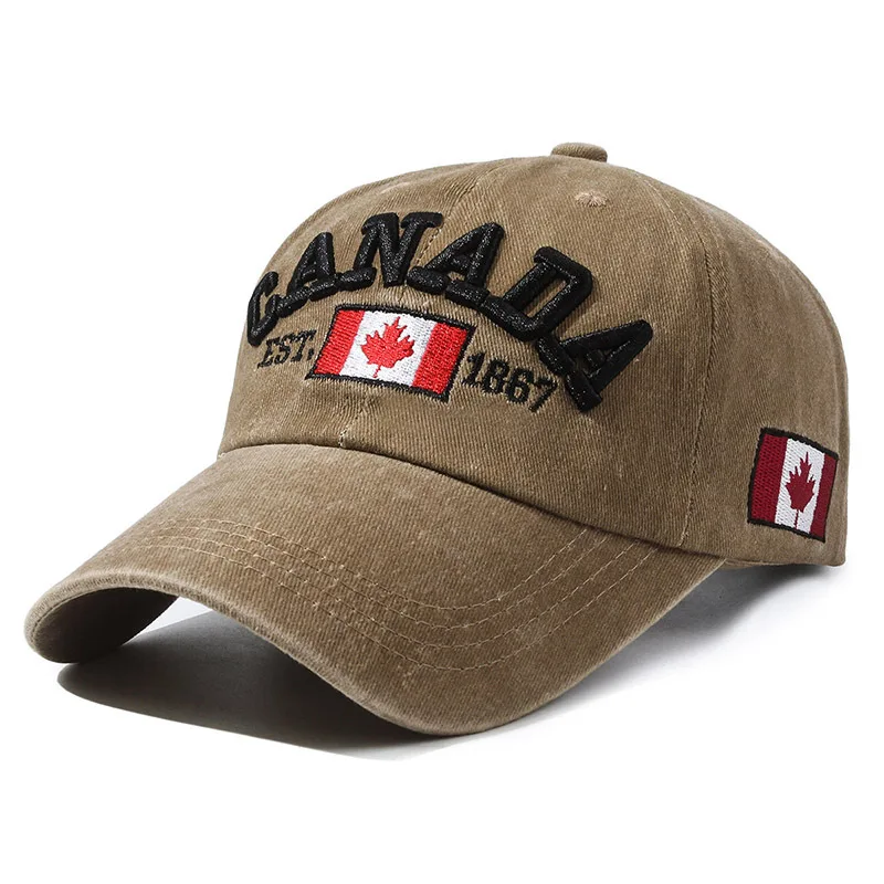 Canada flag games soft-top cap vintage baseball cap for customized Washed cotton old school 3d embroidered dad hat wholesale