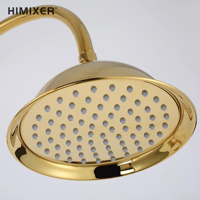 HIMIXER classical gold shower set colonne de douche exposed in wall  thermostatic shower mixer 3 ways brass   bath shower faucet