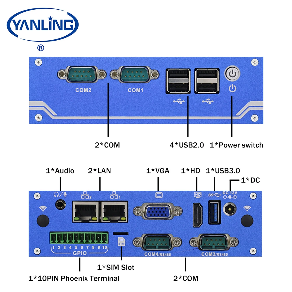 Мини-ПК без вентилятора j1900 WiFi 300 Мбит/с VGA для