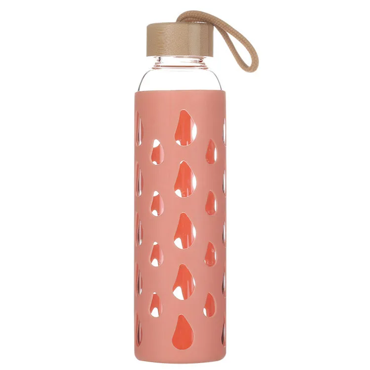
colorful glass water bottle with cloth cover portable bottle glass drinking cup 