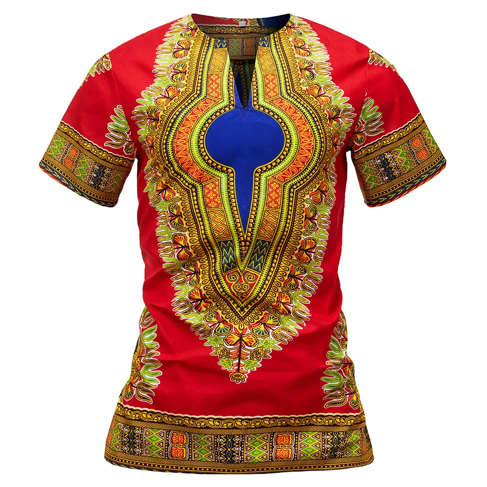 Fashion Custom Crew Neck Short Sleeve African Dashiki Print Male T Shirt Clothing Shirts