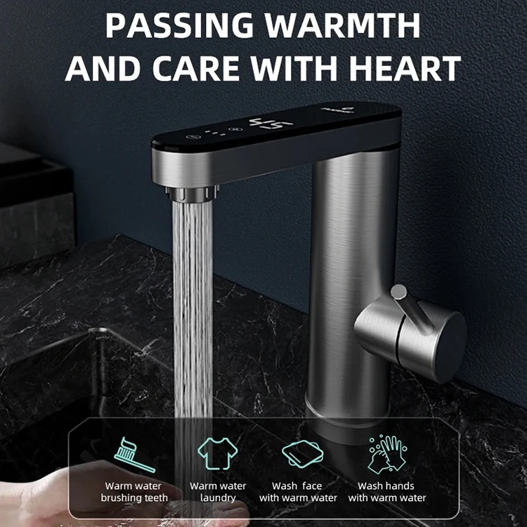 Hot Selling Smart Hot Cold Water Basin Tap Instant Electric Heater Bath Faucet Temperature Display Bathroom Basin Faucet