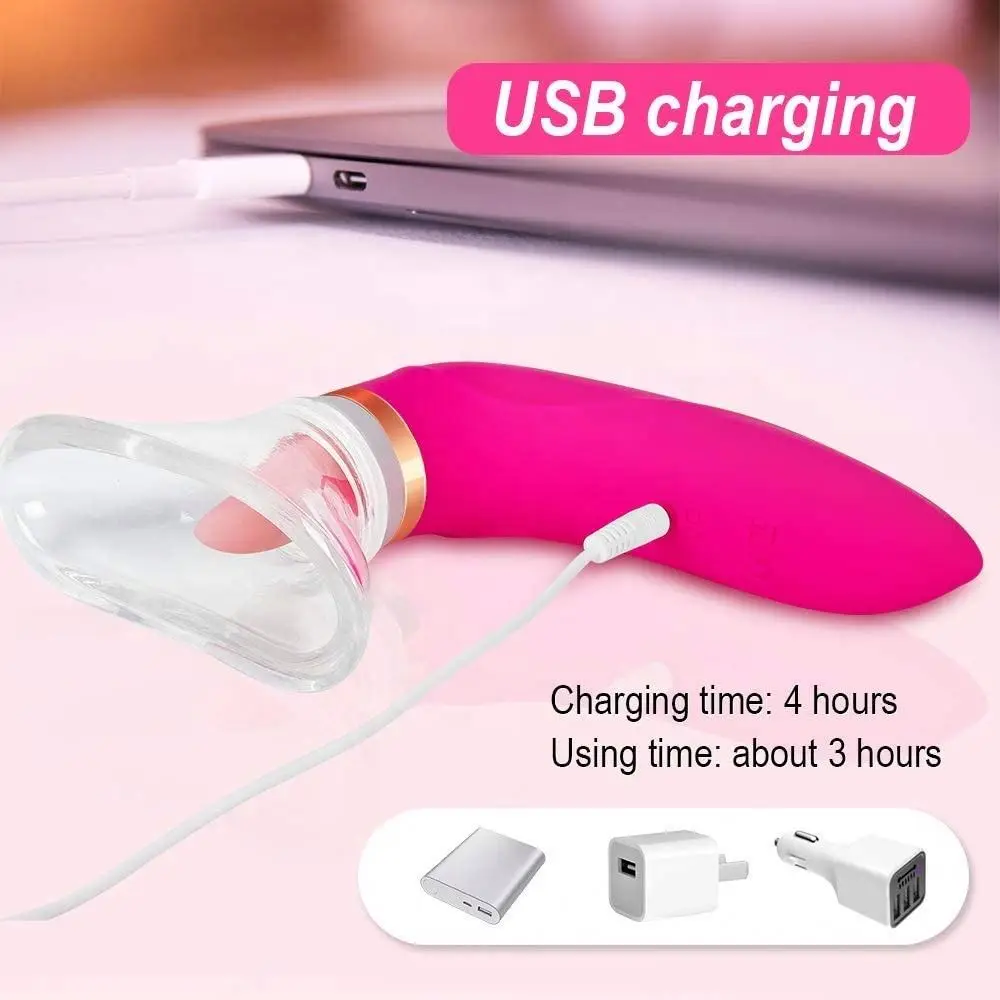 Best Selling USB Rechargeable Clitoris Nipples Suction Stimulator Clitoral Sucking Tongue Vibrator With Cover